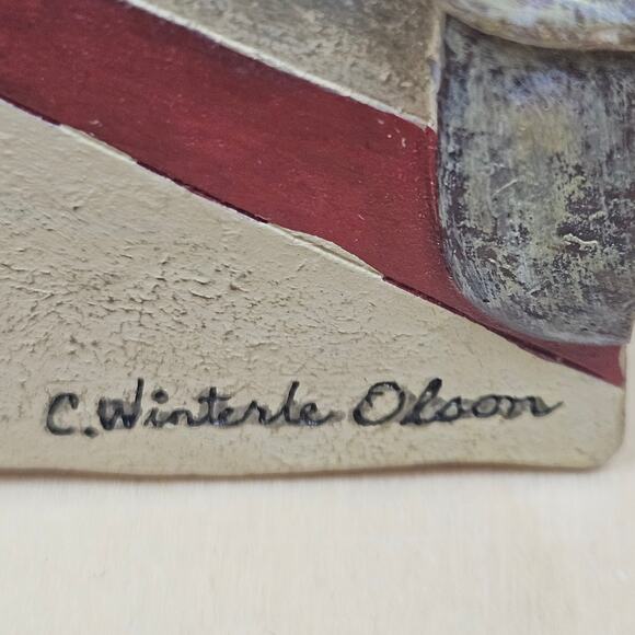 Vintage 3D Dressing Room Tile C. Winterle Olson, Bedroom/Bathroom wall art tile - Picture 5 of 8